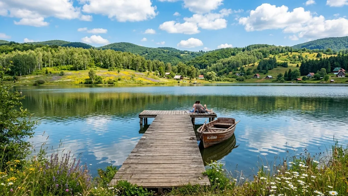 Beli most u Vranju iznad Vranjske reke sa kamenim lukom i orijentalnom arhitekturom u pozadini